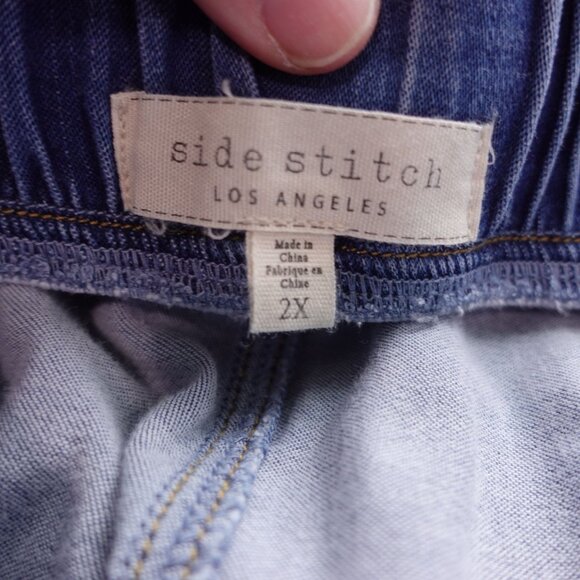 LN Side Stitch Tencera Jogger Pants 2X Blue Med Wash Denim Tapered Drawstring - Picture 6 of 7